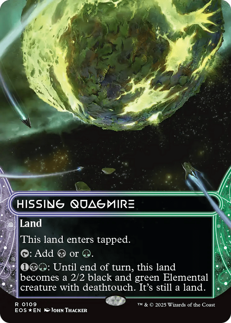 Hissing Quagmire (0109) (Borderless) (Galaxy Foil) [Edge of Eternities: Stellar Sights] MTG Single Magic: The Gathering  | Multizone: Comics And Games