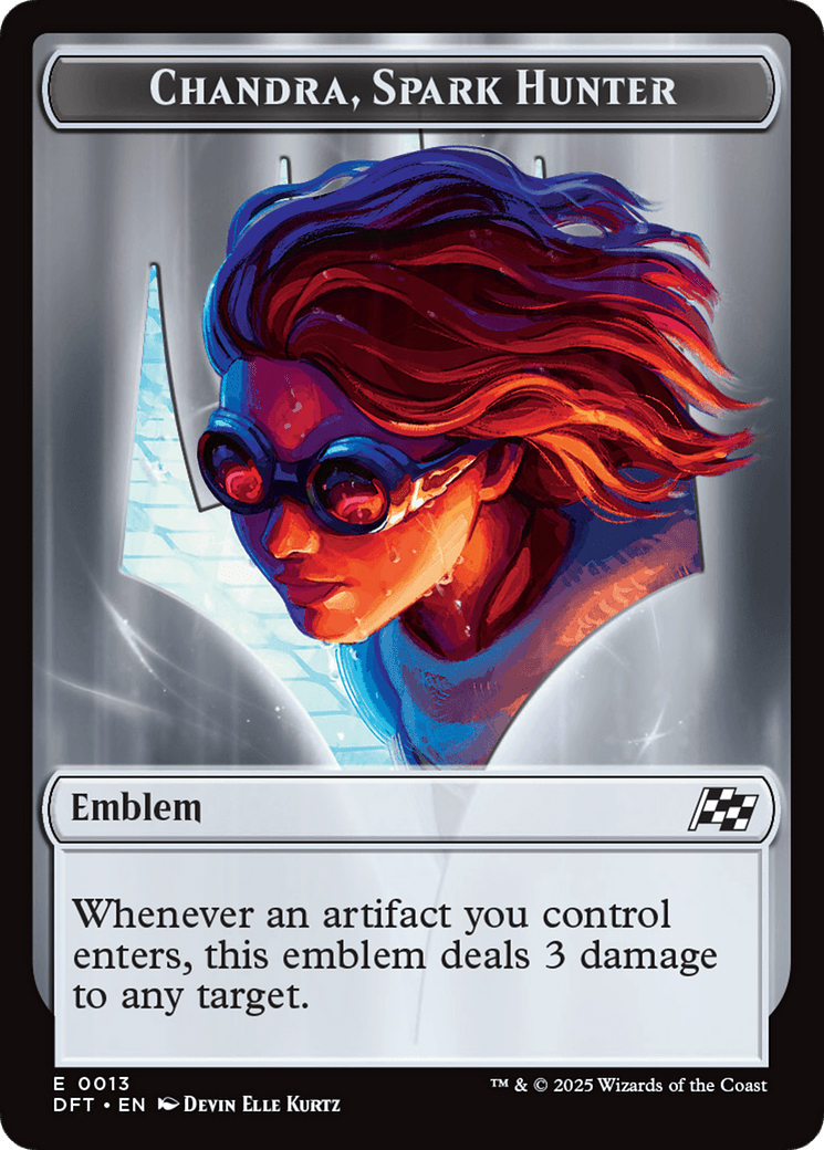Emblem - Chandra, Spark Hunter // Vehicle Double-Sided Token [Aetherdrift Tokens] MTG Single Magic: The Gathering  | Multizone: Comics And Games
