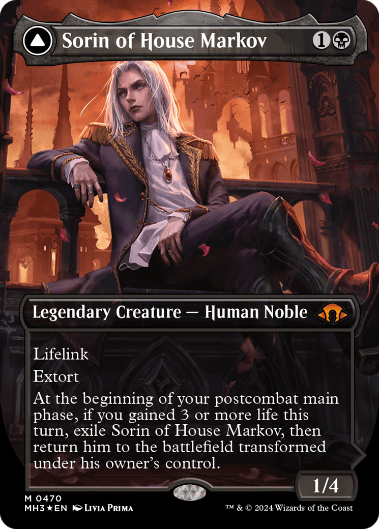 Sorin of House Markov // Sorin, Ravenous Neonate (Borderless) (Textured Foil) [Modern Horizons 3] MTG Single Magic: The Gathering  | Multizone: Comics And Games