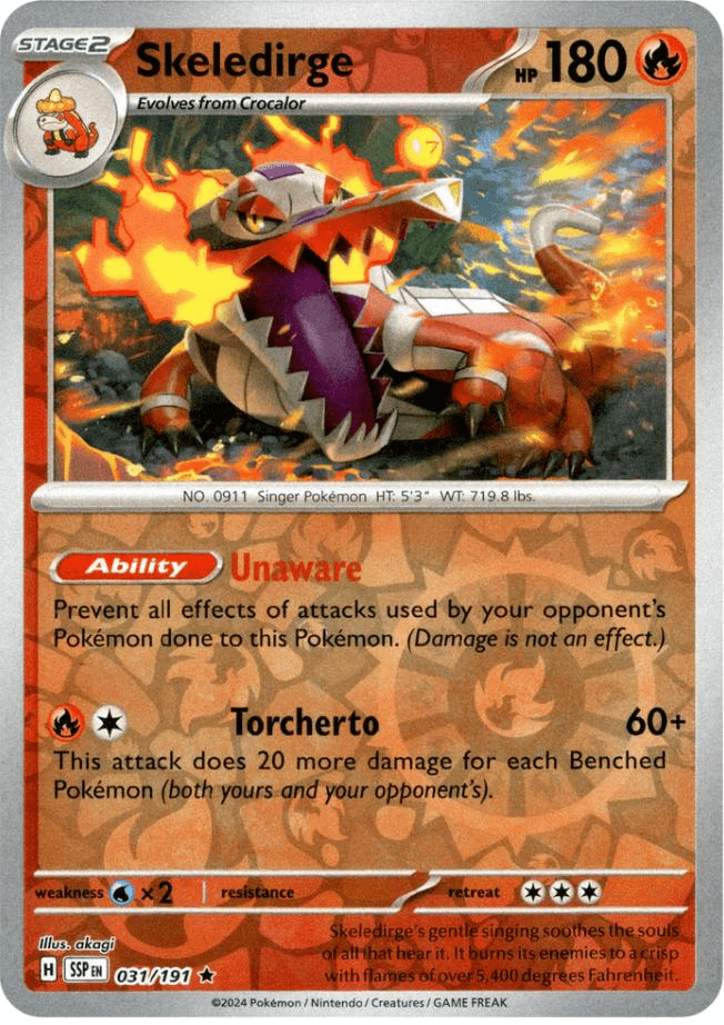 Skeledirge (031/191) [Scarlet & Violet: Surging Sparks] Pokemon Single Pokémon  | Multizone: Comics And Games