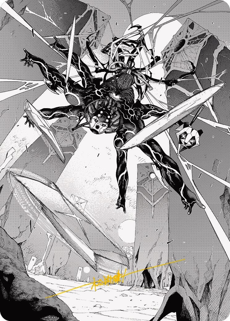 Kaito, Dancing Shadow 2 Art Card (Gold-Stamped Signature) [Phyrexia: All Will Be One Art Series] MTG Single Magic: The Gathering  | Multizone: Comics And Games