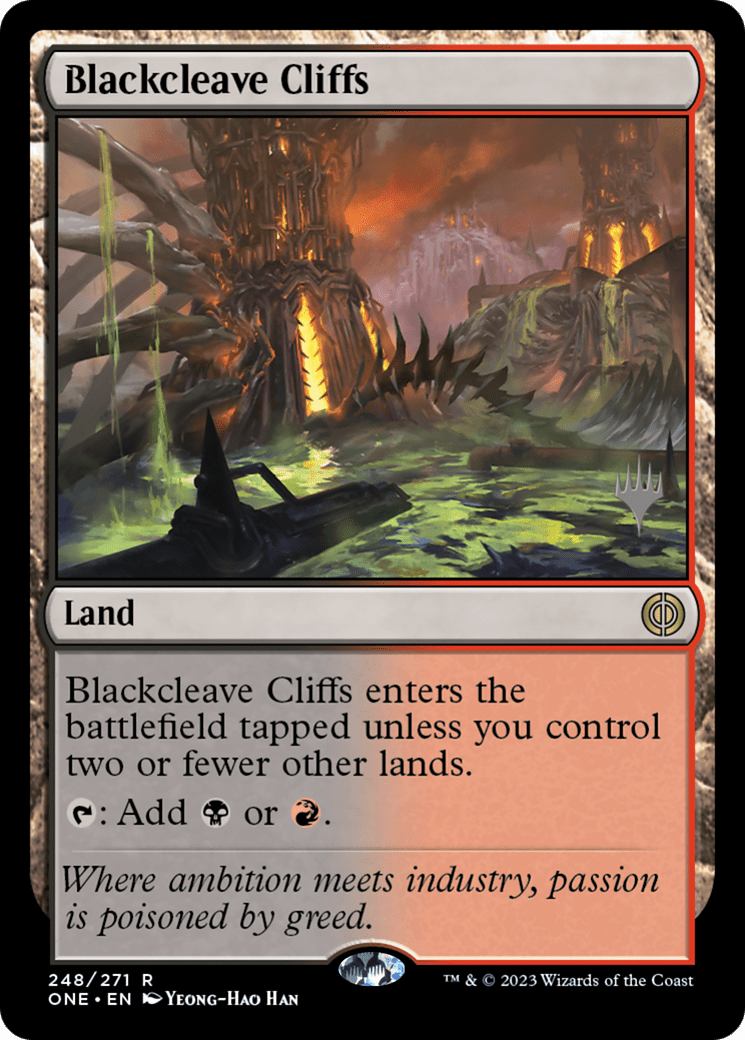 Blackcleave Cliffs (Promo Pack) [Phyrexia: All Will Be One Promos] MTG Single Magic: The Gathering  | Multizone: Comics And Games