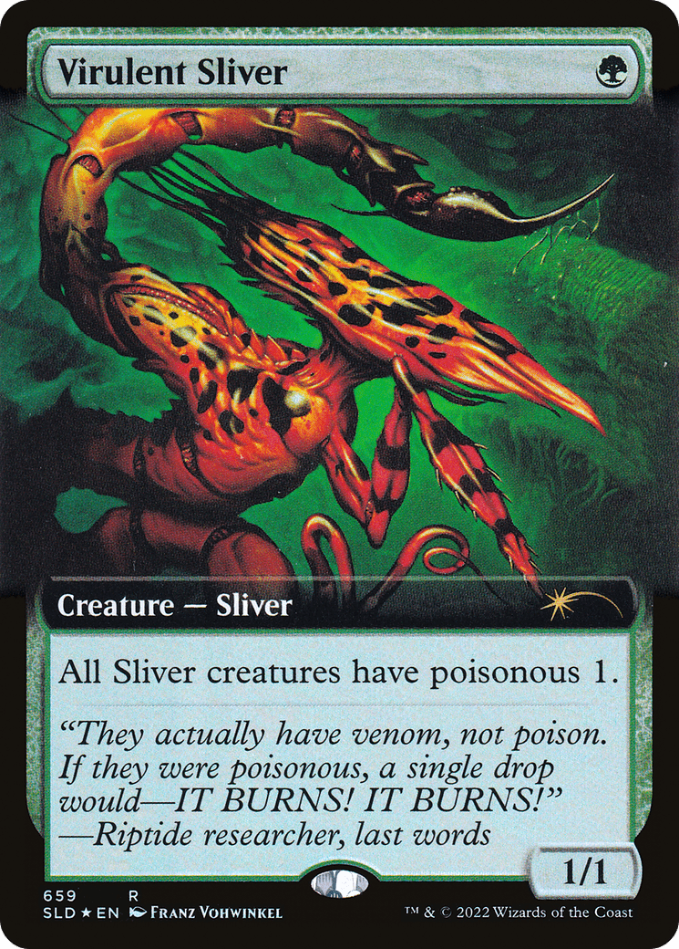 Virulent Sliver (Extended Art) (Step-and-Compleat Foil) [Secret Lair Drop Promos] MTG Single Magic: The Gathering  | Multizone: Comics And Games
