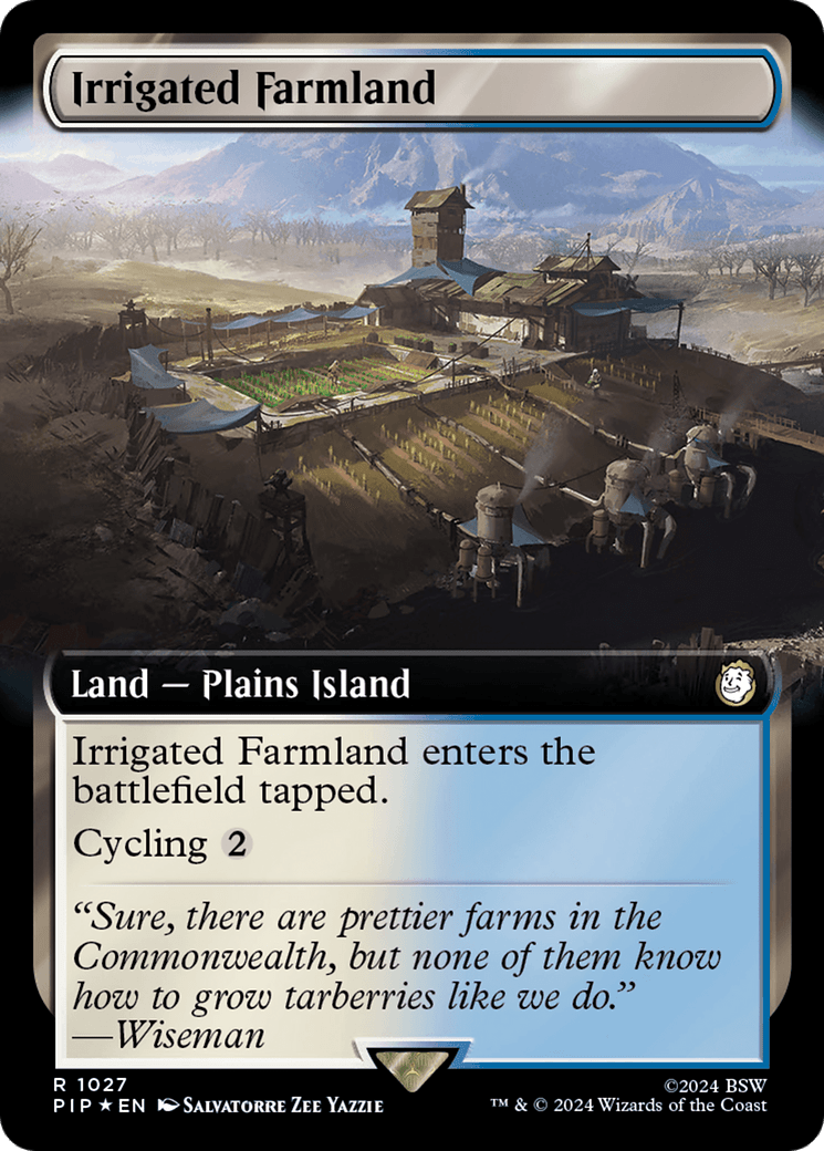 Irrigated Farmland (Extended Art) (Surge Foil) [Fallout] MTG Single Magic: The Gathering  | Multizone: Comics And Games