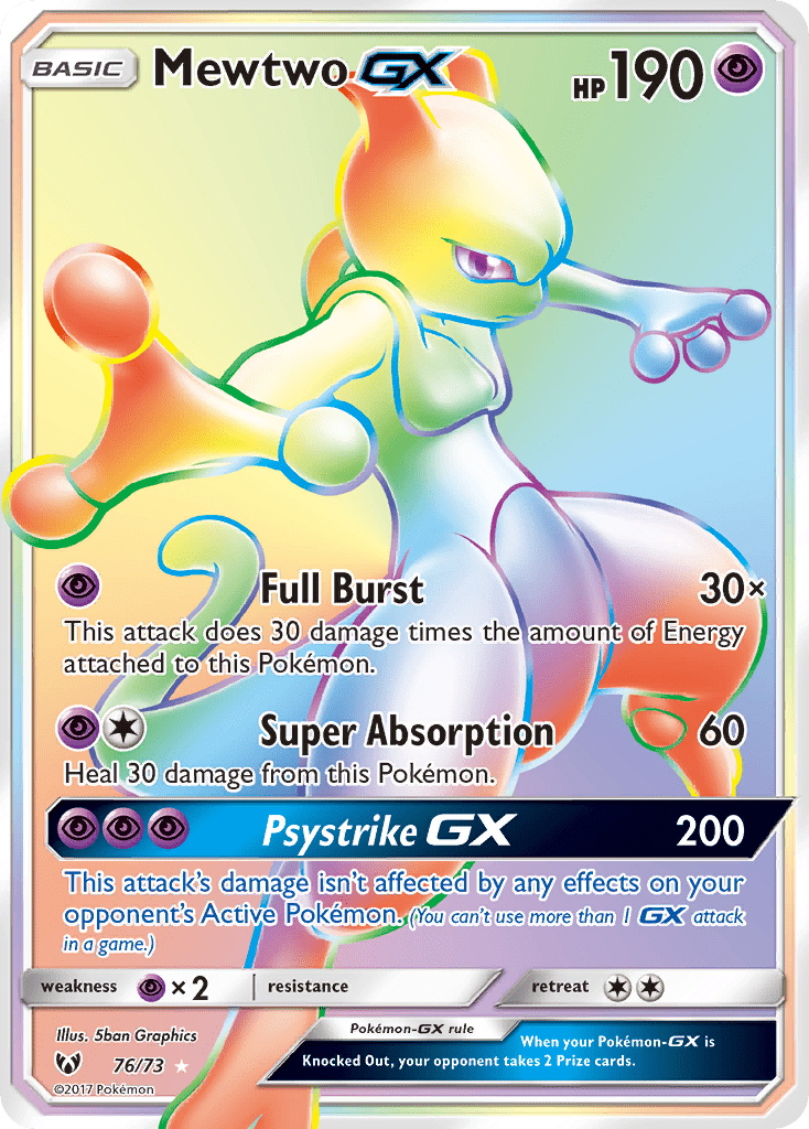 Mewtwo GX (76/73) [Sun & Moon: Shining Legends] Pokemon Single Pokémon  | Multizone: Comics And Games