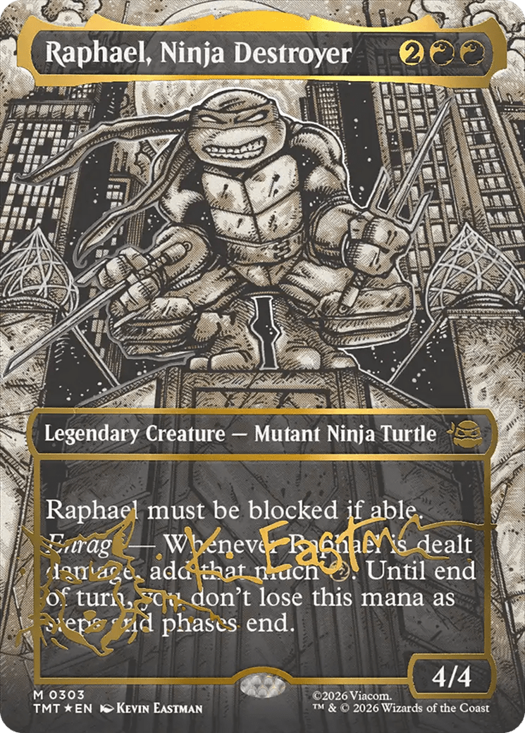 Raphael, Ninja Destroyer (Borderless) (Gold-Stamped Signature) [Teenage Mutant Ninja Turtles] MTG Single Magic: The Gathering  | Multizone: Comics And Games