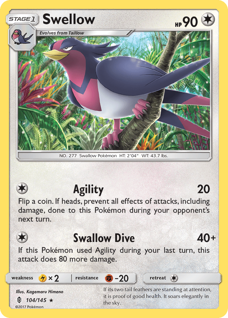 Swellow (104/145) [Sun & Moon: Guardians Rising] Pokemon Single Pokémon  | Multizone: Comics And Games