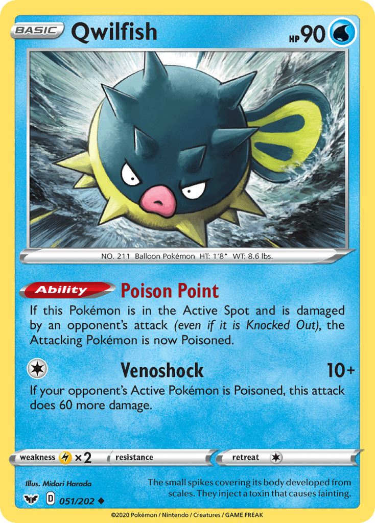 Qwilfish (051/202) [Sword & Shield: Base Set] Pokemon Single Pokémon  | Multizone: Comics And Games