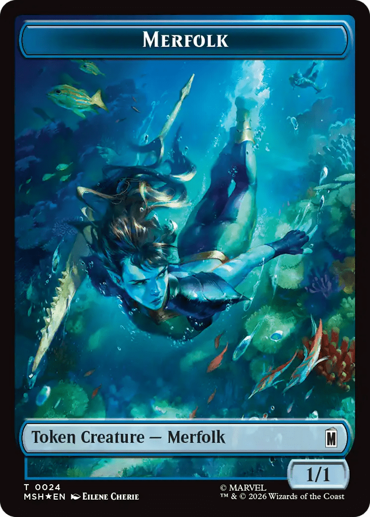 Wall (019) // Merfolk (024) Double-Sided Token (Surge Foil) [Marvel Super Heroes Commander Tokens] MTG Single Magic: The Gathering  | Multizone: Comics And Games