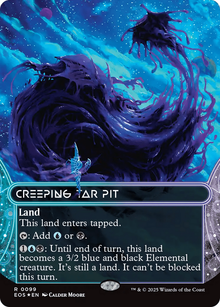 Creeping Tar Pit (0099) (Borderless) (Galaxy Foil) [Edge of Eternities: Stellar Sights] MTG Single Magic: The Gathering  | Multizone: Comics And Games