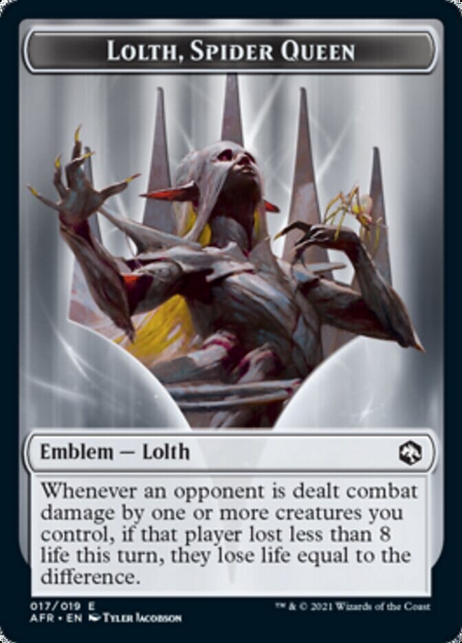 Spider // Lolth, Spider Queen Emblem Double-Sided Token [Dungeons & Dragons: Adventures in the Forgotten Realms Tokens] MTG Single Magic: The Gathering  | Multizone: Comics And Games