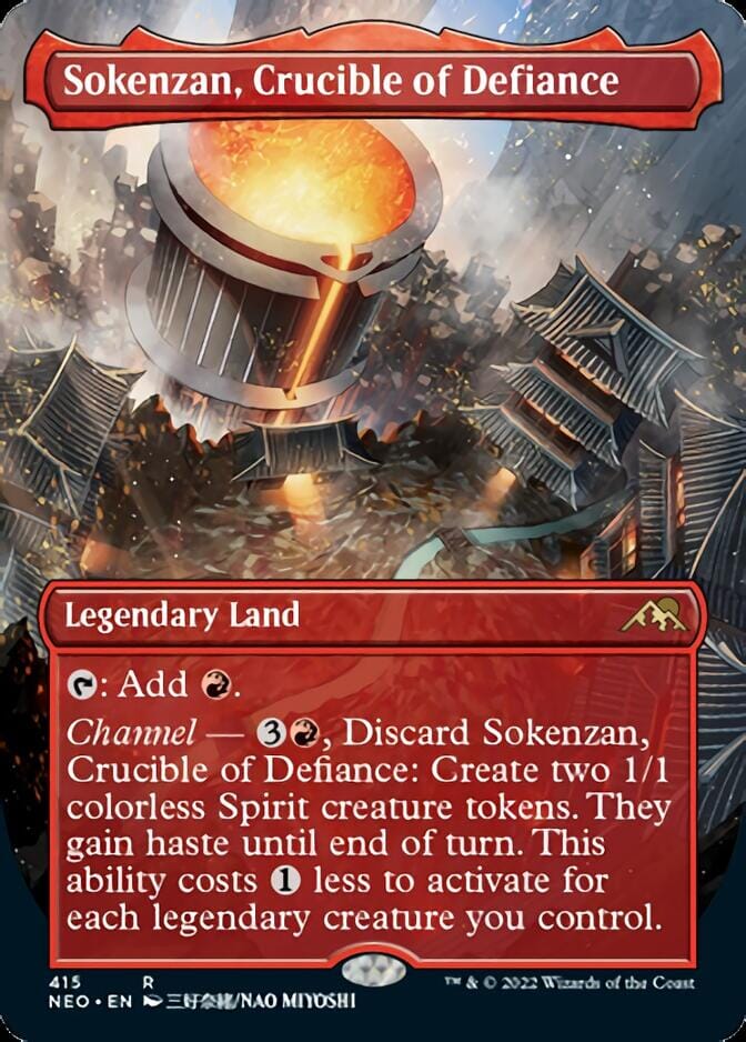 Sokenzan, Crucible of Defiance (Borderless Alternate Art) [Kamigawa: Neon Dynasty] MTG Single Magic: The Gathering  | Multizone: Comics And Games