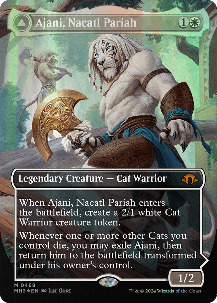 Ajani, Nacatl Pariah // Ajani, Nacatl Avenger (Borderless) (Textured Foil) [Modern Horizons 3] MTG Single Magic: The Gathering  | Multizone: Comics And Games