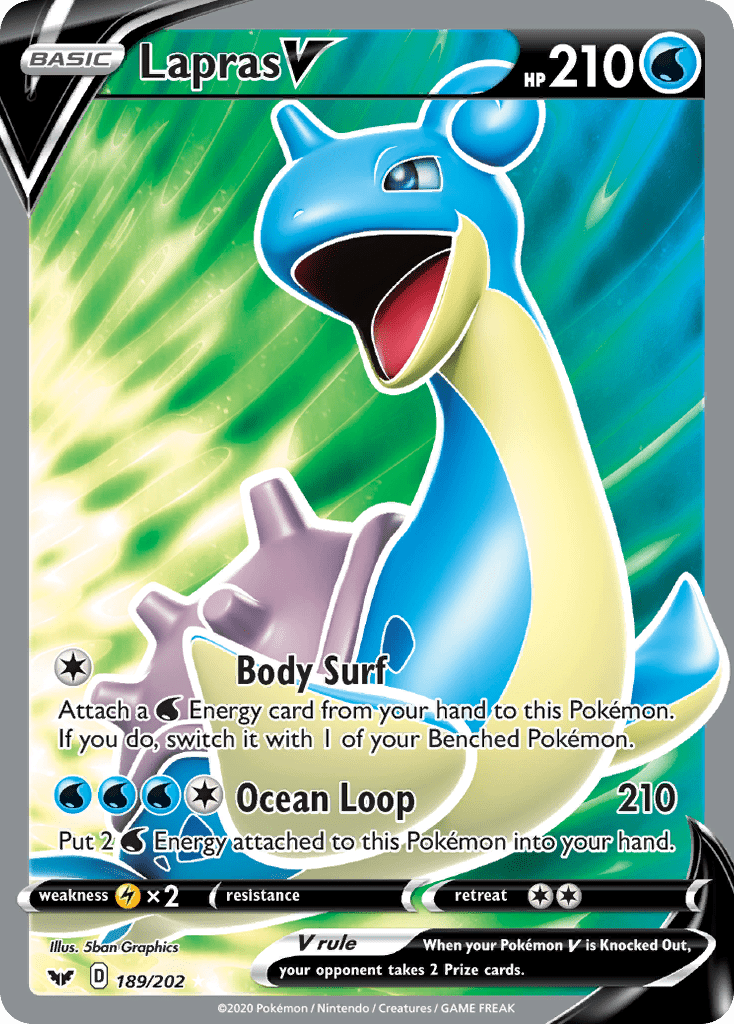 Lapras V (189/202) [Sword & Shield: Base Set] Pokemon Single Pokémon  | Multizone: Comics And Games
