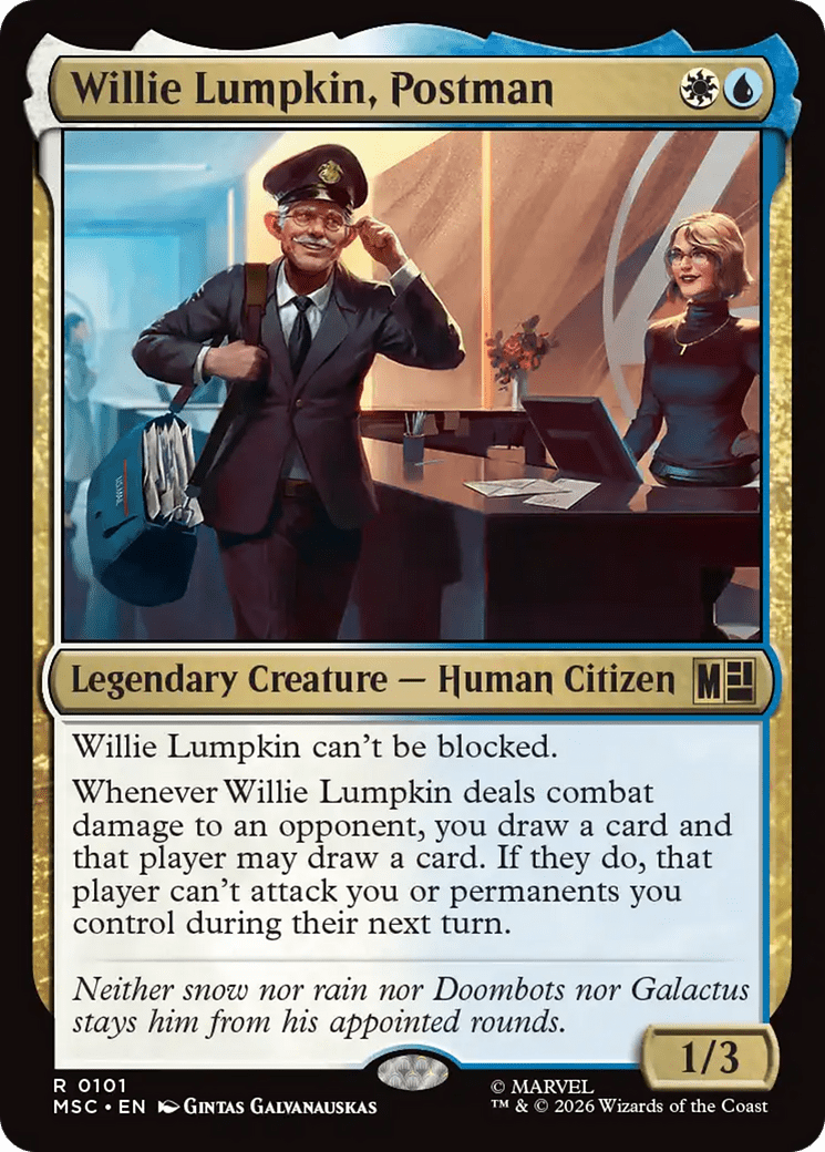 Willie Lumpkin, Postman (Surge Foil) [Marvel Super Heroes Commander] MTG Single Magic: The Gathering  | Multizone: Comics And Games