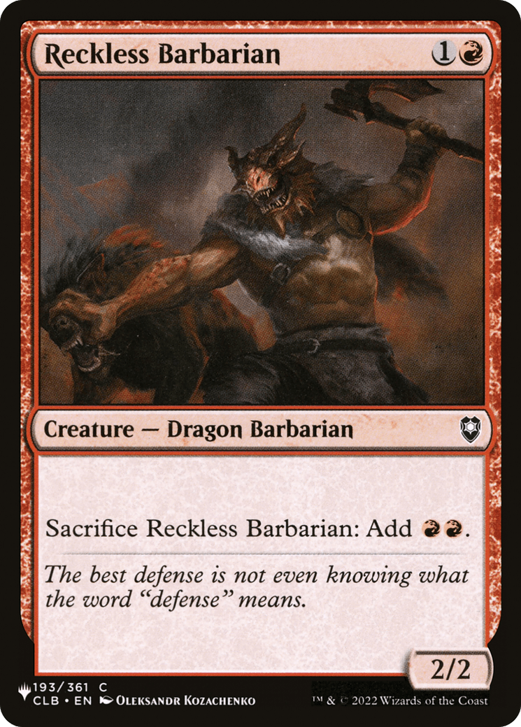 Reckless Barbarian [The List] MTG Single Magic: The Gathering  | Multizone: Comics And Games