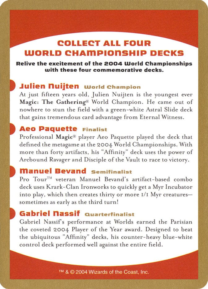 2004 World Championships Ad [World Championship Decks 2004] MTG Single Magic: The Gathering  | Multizone: Comics And Games