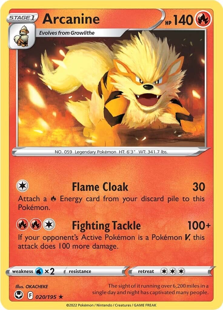 Arcanine (020/195) [Sword & Shield: Silver Tempest] Pokemon Single Pokémon  | Multizone: Comics And Games