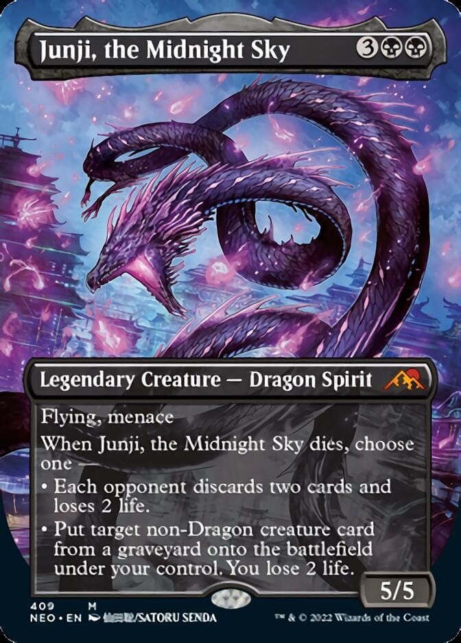 Junji, the Midnight Sky (Borderless Alternate Art) [Kamigawa: Neon Dynasty] MTG Single Magic: The Gathering  | Multizone: Comics And Games