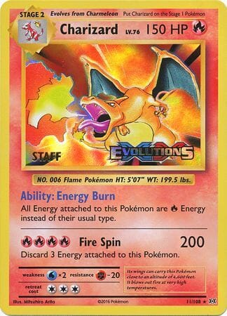 Charizard (11/108) (XY Evolutions Staff Prerelease) [XY: Black Star Promos] Pokemon Single Pokémon  | Multizone: Comics And Games