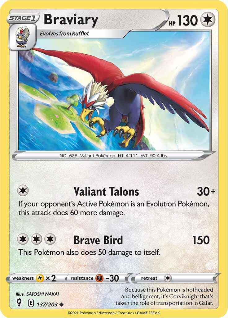 Braviary (137/203) [Sword & Shield: Evolving Skies] Pokemon Single Pokémon  | Multizone: Comics And Games