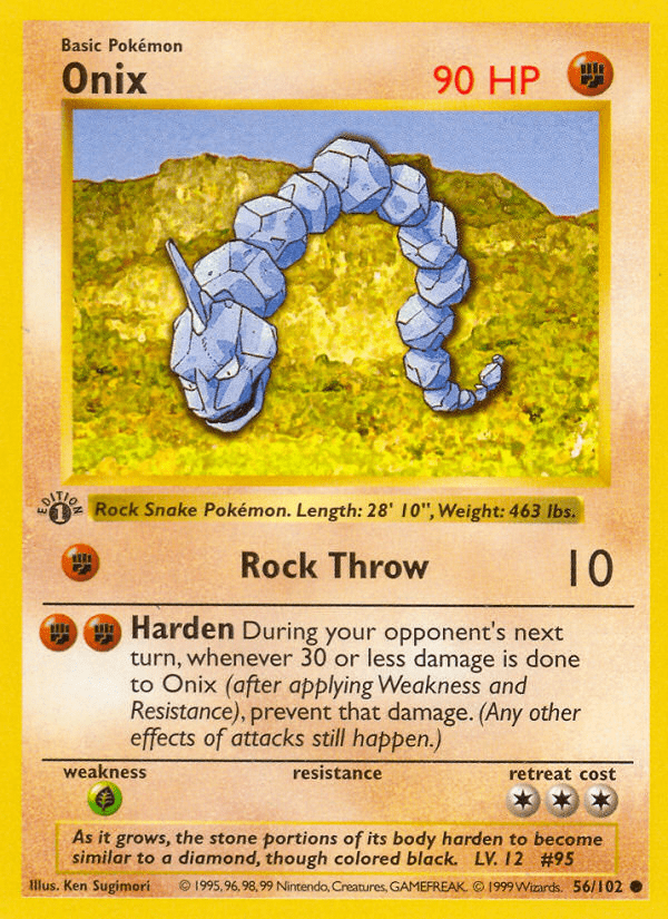Onix (56/102) (Shadowless) [Base Set 1st Edition] Pokemon Single Pokémon  | Multizone: Comics And Games