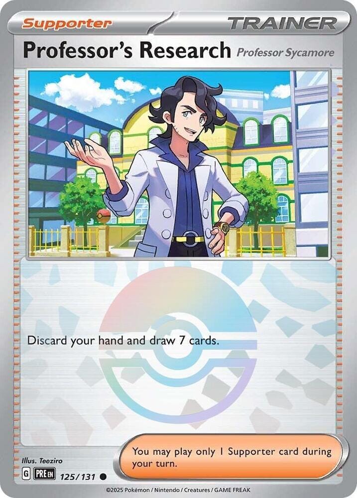 Professor's Research (125/131) [Professor Sycamore] (Poke Ball Pattern) [Scarlet & Violet: Prismatic Evolutions] Pokemon Single Pokémon  | Multizone: Comics And Games