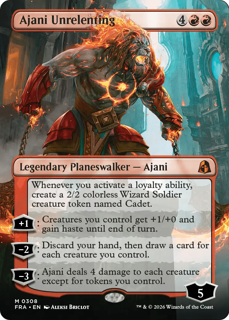 Ajani Unrelenting (Borderless) [Reality Fracture] MTG Single Magic: The Gathering  | Multizone: Comics And Games