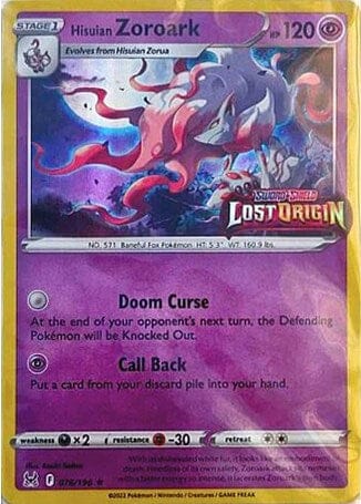 Hisuian Zoroark (076/196) (Lost Origin Stamp) [Sword & Shield: Lost Origin] Pokemon Single Pokémon  | Multizone: Comics And Games