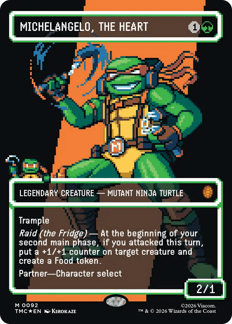 Michelangelo, the Heart (0093) (Borderless) (Surge Foil) [Teenage Mutant Ninja Turtles Commander] MTG Single Magic: The Gathering  | Multizone: Comics And Games