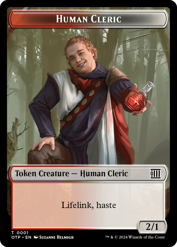 Human Cleric // Plot Double-Sided Token [Outlaws of Thunder Junction: Breaking News Tokens] MTG Single Magic: The Gathering  | Multizone: Comics And Games