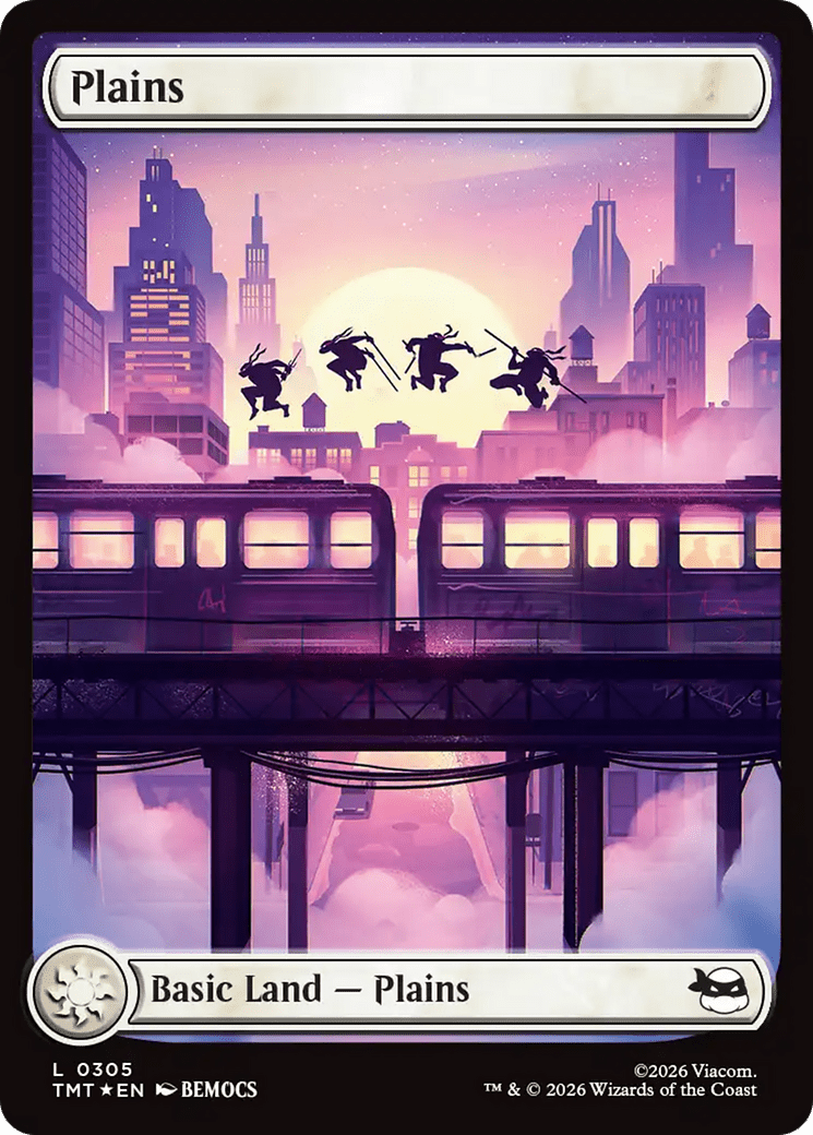 Plains (0305) (Surge Foil) [Teenage Mutant Ninja Turtles] MTG Single Magic: The Gathering  | Multizone: Comics And Games
