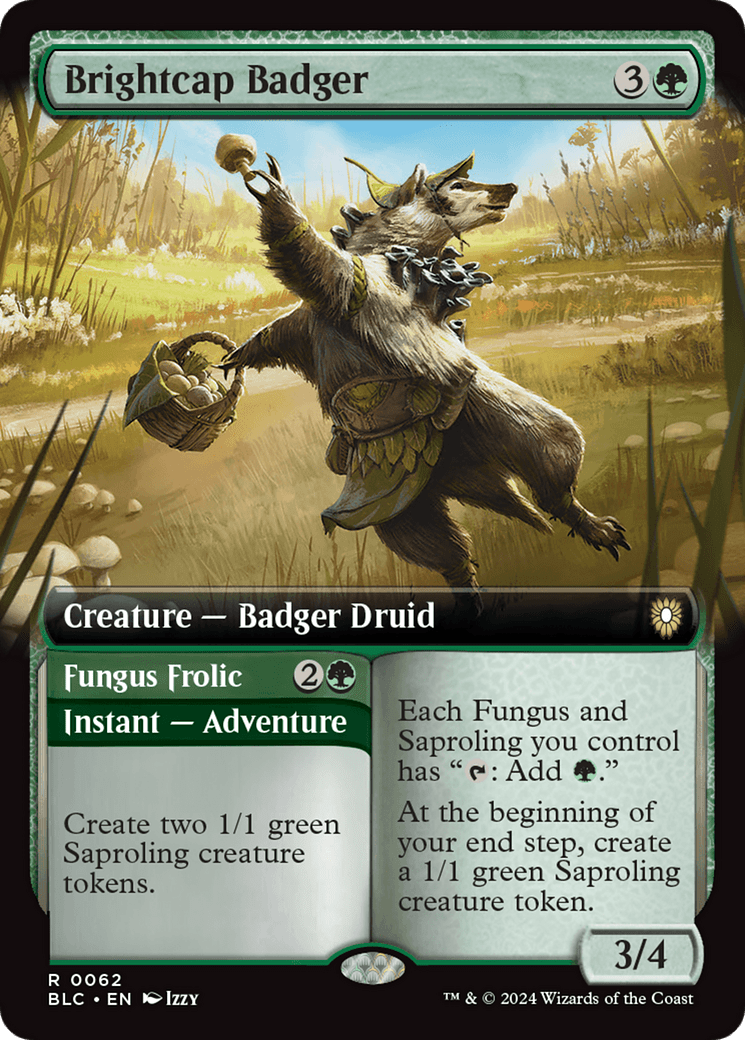 Brightcap Badger // Fungus Frolic (Extended Art) [Bloomburrow Commander] MTG Single Magic: The Gathering  | Multizone: Comics And Games