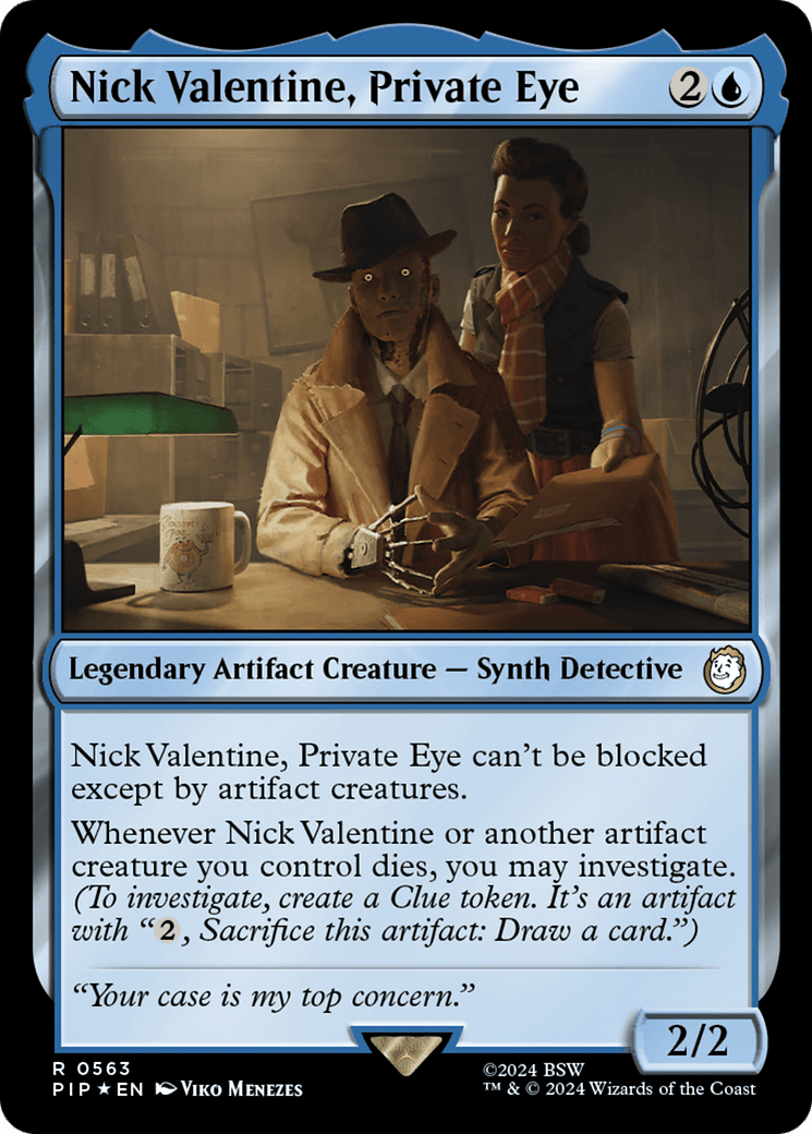 Nick Valentine, Private Eye (Surge Foil) [Fallout] MTG Single Magic: The Gathering  | Multizone: Comics And Games