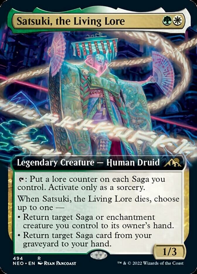 Satsuki, the Living Lore (Extended Art) [Kamigawa: Neon Dynasty] MTG Single Magic: The Gathering  | Multizone: Comics And Games