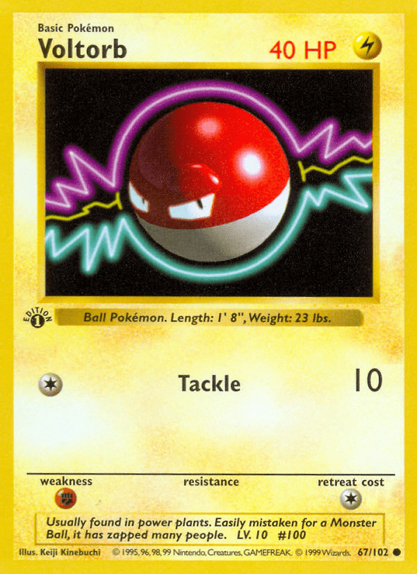 Voltorb (67/102) (Shadowless) [Base Set 1st Edition] Pokemon Single Pokémon  | Multizone: Comics And Games