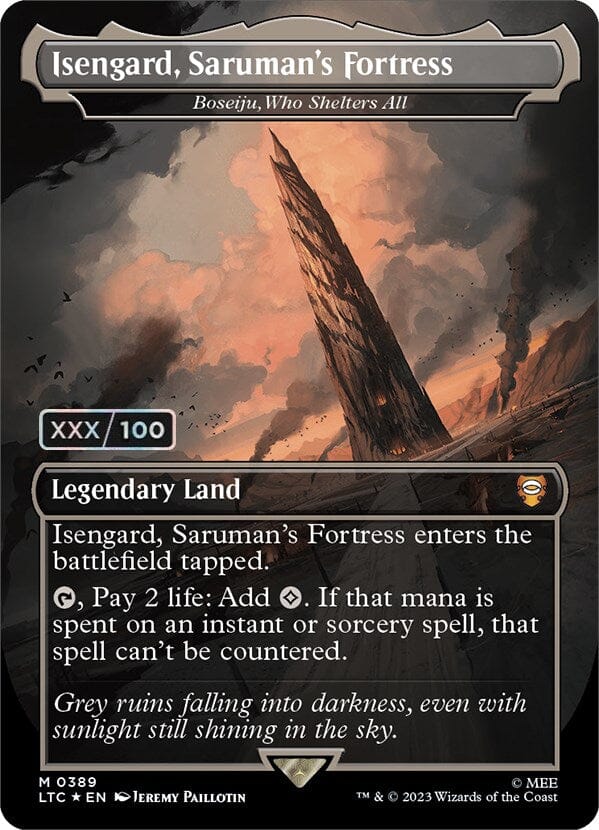 Isengard, Saruman's Fortress - Boseiju, Who Shelters All (Serialized) [The Lord of the Rings: Tales of Middle-Earth Commander] MTG Single Magic: The Gathering  | Multizone: Comics And Games