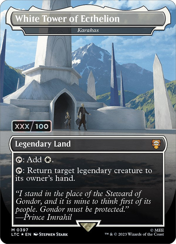 White Tower of Ecthelion - Karakas (Borderless) (Serialized) [The Lord of the Rings: Tales of Middle-Earth Commander] | Multizone: Comics And Games