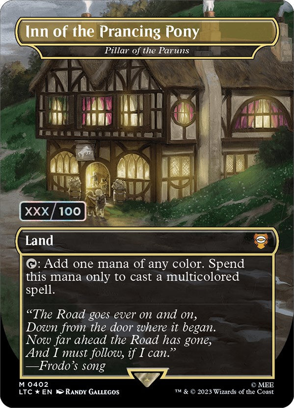 Inn of the Prancing Pony - Pillar of the Paruns (Borderless) (Serialized) [The Lord of the Rings: Tales of Middle-Earth Commander] | Multizone: Comics And Games
