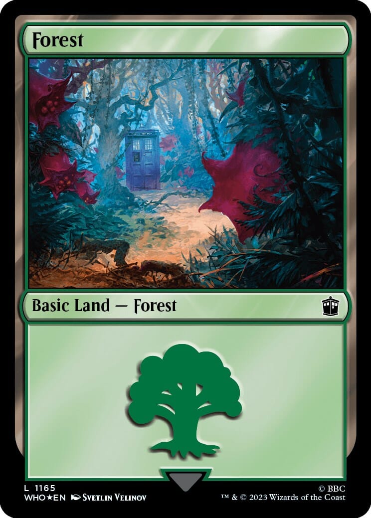 Forest (1165) (Surge Foil) [Doctor Who] MTG Single Magic: The Gathering  | Multizone: Comics And Games