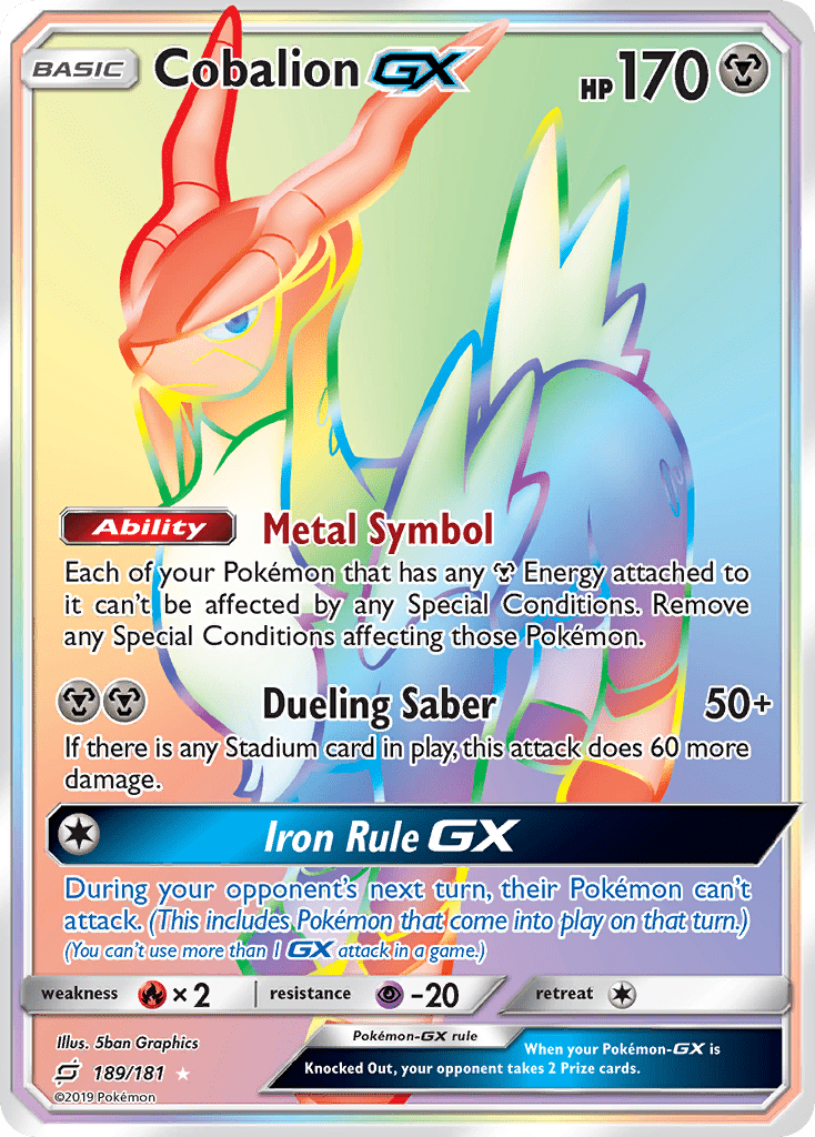 Cobalion GX (189/181) [Sun & Moon: Team Up] Pokemon Single Pokémon  | Multizone: Comics And Games
