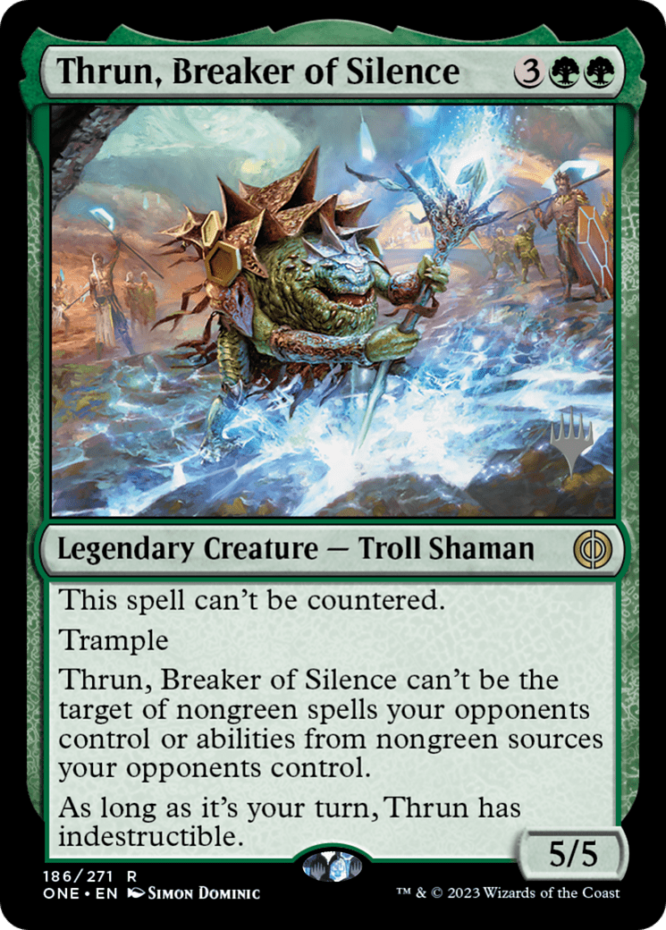 Thrun, Breaker of Silence (Promo Pack) [Phyrexia: All Will Be One Promos] MTG Single Magic: The Gathering  | Multizone: Comics And Games