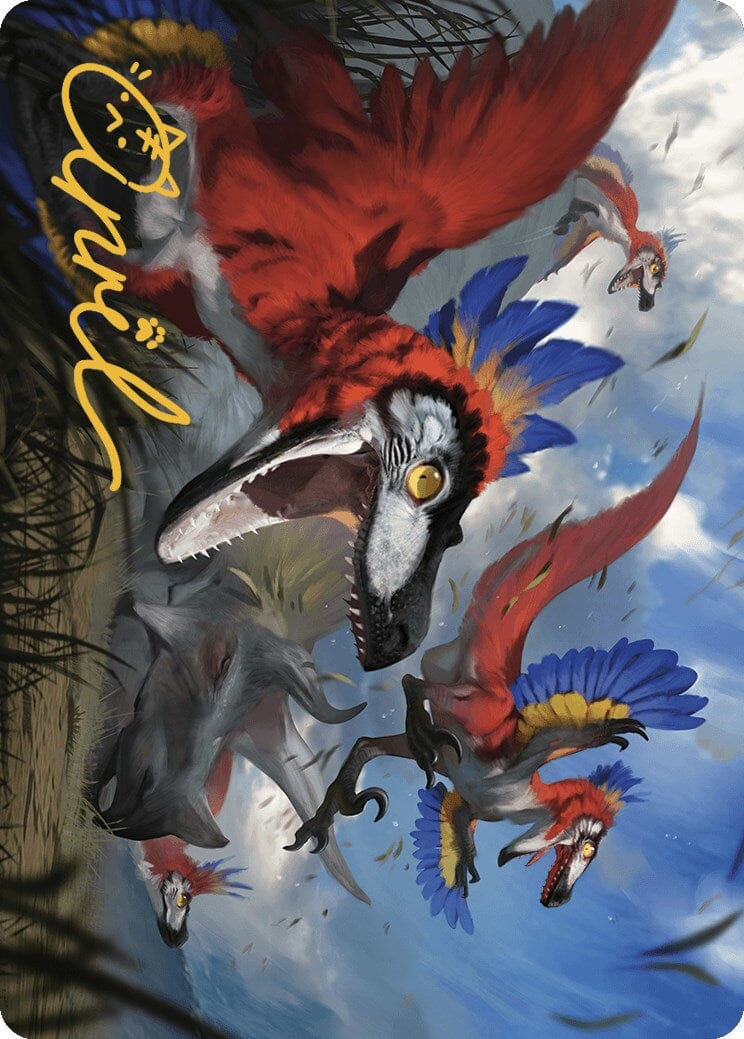 Wrathful Raptors Art Card (Gold-Stamped Signature) [The Lost Caverns of Ixalan Art Series] MTG Single Magic: The Gathering  | Multizone: Comics And Games