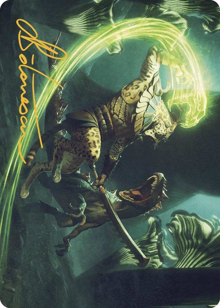 Contest of Claws Art Card (Gold-Stamped Signature) [The Lost Caverns of Ixalan Art Series] MTG Single Magic: The Gathering  | Multizone: Comics And Games