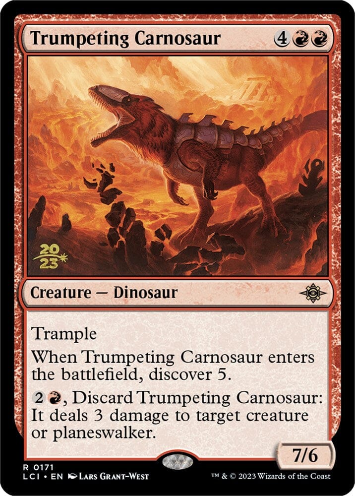 Trumpeting Carnosaur [The Lost Caverns of Ixalan Prerelease Cards] MTG Single Magic: The Gathering  | Multizone: Comics And Games