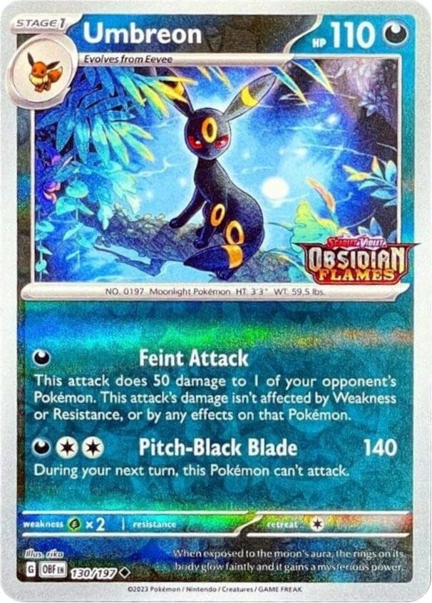 Umbreon (130/197) (Obsidian Flames Stamped) [Scarlet & Violet: Obsidian Flames] Pokemon Single Pokémon  | Multizone: Comics And Games