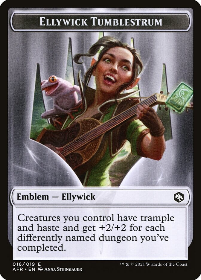 Dog Illusion // Ellywick Tumblestrum Emblem Double-Sided Token [Dungeons & Dragons: Adventures in the Forgotten Realms Tokens] MTG Single Magic: The Gathering  | Multizone: Comics And Games