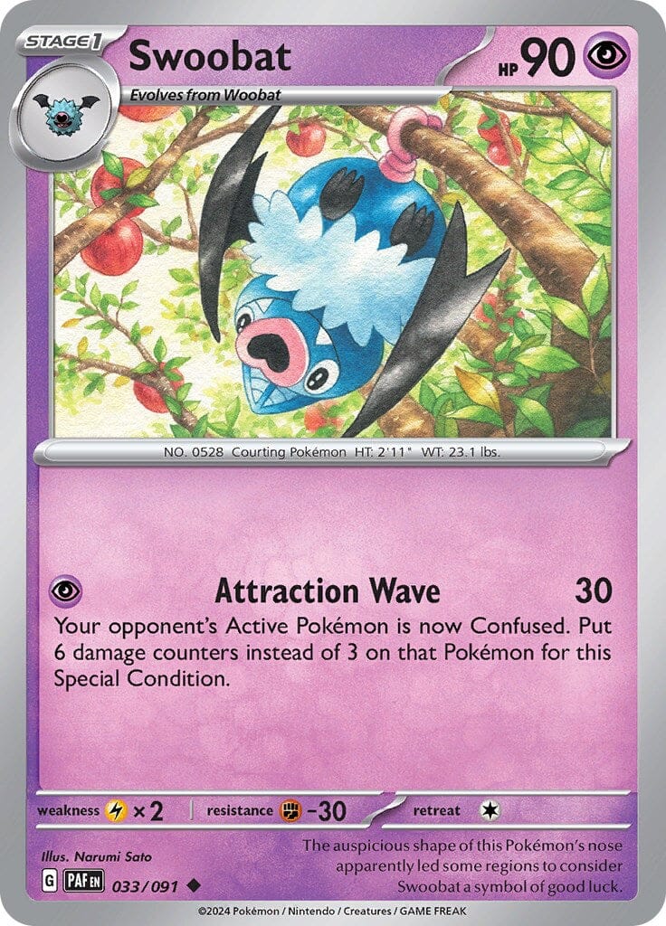 Swoobat (033/091) [Scarlet & Violet: Paldean Fates] Pokemon Single Pokémon  | Multizone: Comics And Games