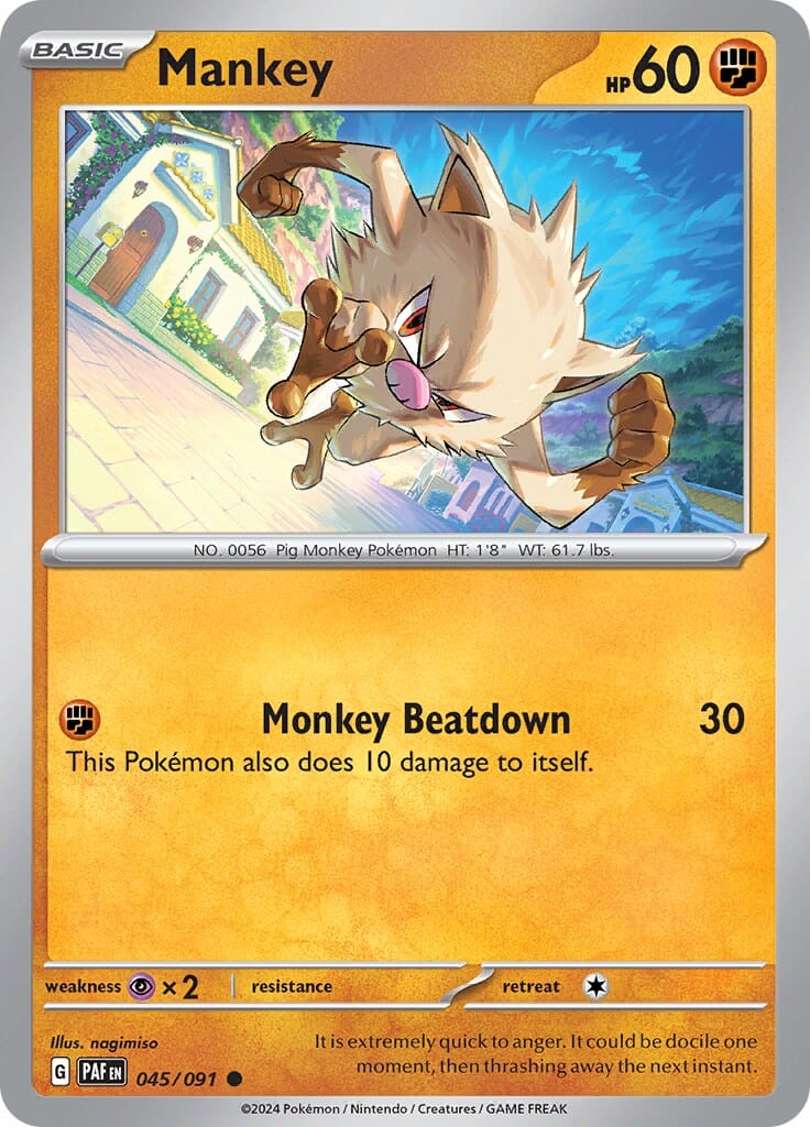 Mankey (045/091) [Scarlet & Violet: Paldean Fates] Pokemon Single Pokémon  | Multizone: Comics And Games