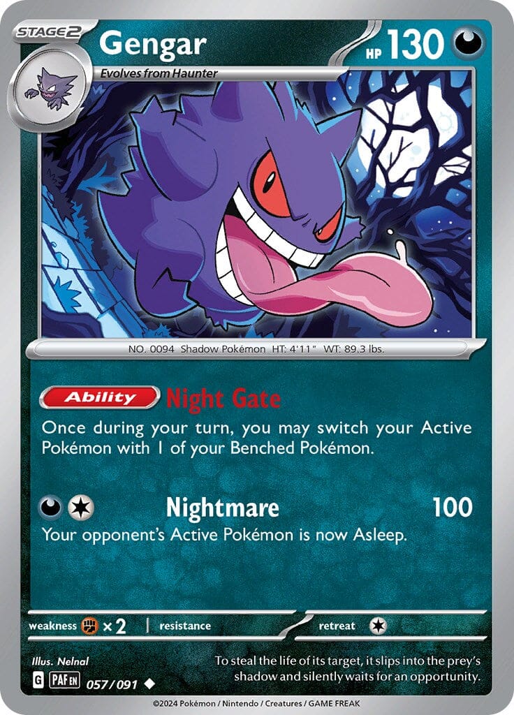 Gengar (057/091) [Scarlet & Violet: Paldean Fates] Pokemon Single Pokémon  | Multizone: Comics And Games